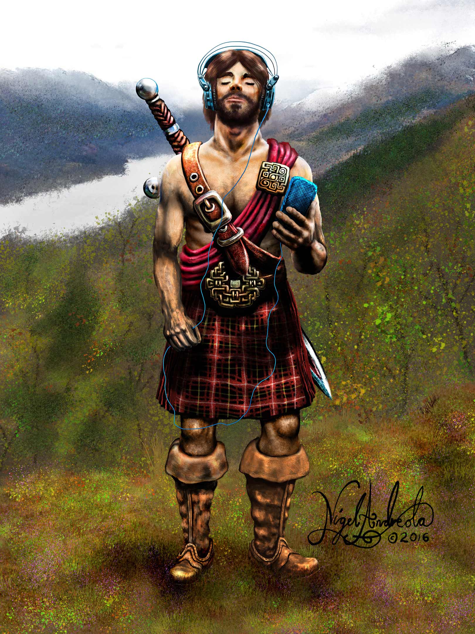 Celtic Warrior with an iPod